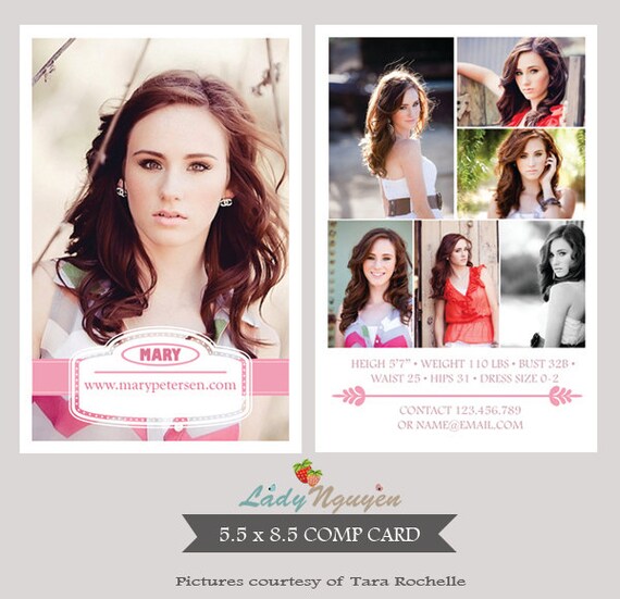 INSTANT DOWNLOAD Modeling Comp Card Photoshop templates