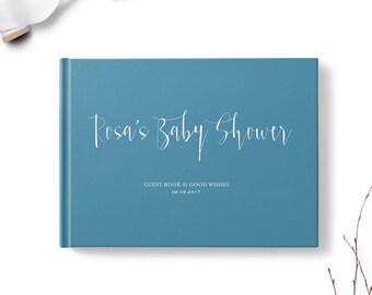 Blue Baby Shower Guest Book, Landscape, Guest book, gb0125