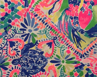 multi dancing on the deck dobby cotton fabric square 18"x18" ~ lilly spring 2018 ~ lilly pulitzer