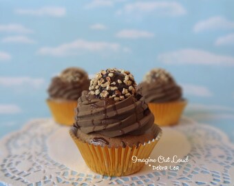 Fake Cupcake Handmade Chocolate Nut Truffle in Gold Cup