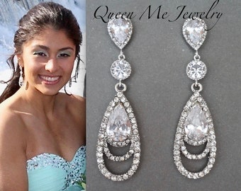 Crystal Chandelier Wedding Earrings Brides earrings Sterling posts Bridal Jewelry Bridesmaids Prom earrings Jewelry for a Bride BECKA