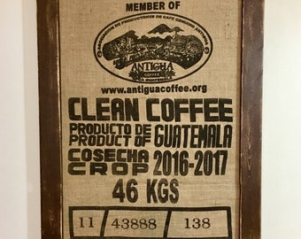 Wall Art - Burlap Coffee Sack Framed - Guatemala