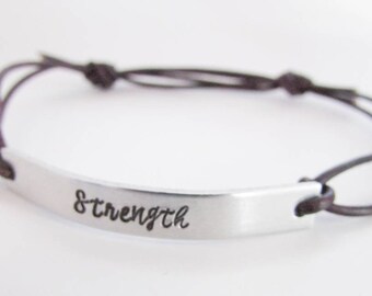 Personalized Leather bar Bracelet - Men's Personalized leather bracelet - Women's personalized leather bracelet - unisex leather bracelet