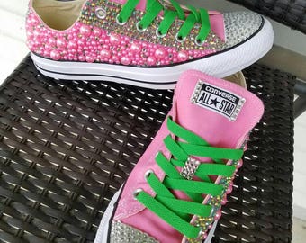 pink and green converse