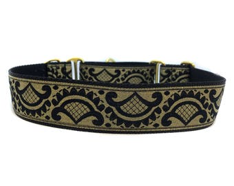 Wide 1 1/2 inch Adjustable Buckle or Martingale Dog Collar in GoldiePups