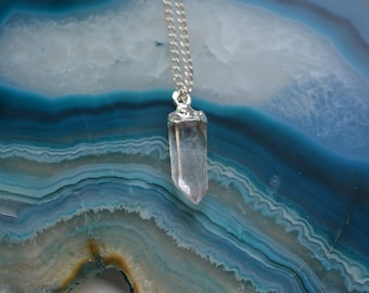 Small Silver Plated Quartz Pendant
