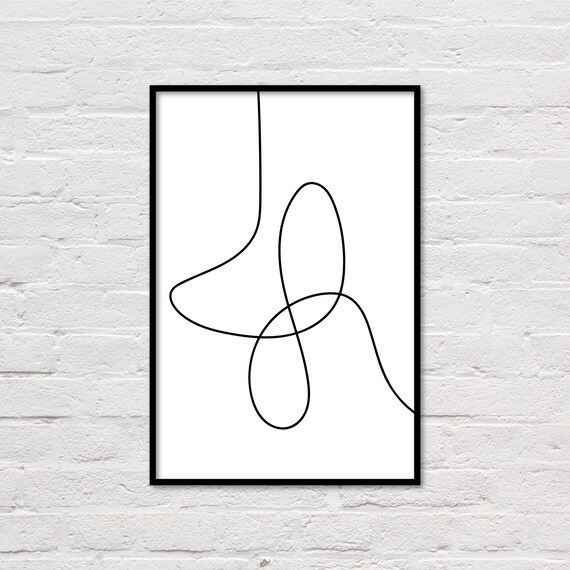 Abstract Line Art Black and White Wall Art Minimalist Print