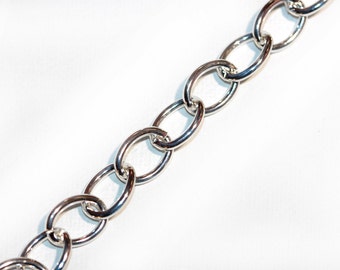 Chain Necklace Chain Big Silver Chain for Jewelry Making Shiny Oval Link Chain 26 inches