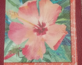USA Seller ~ Two (2) Paper Napkins for Decoupage FREE SHIP Hibiscus Flower