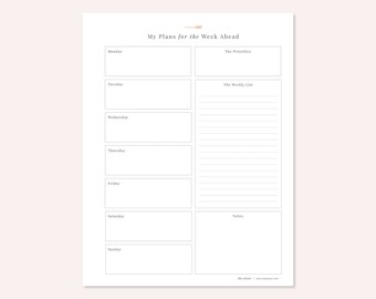 Weekly Planner Printable, Weekly Schedule Printable Planner Pinterest Planner One Page Agenda Undated Planner To Do List Printable List