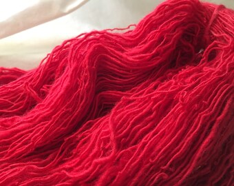 Crabapple Red Hand Spun Single Ply Yarn