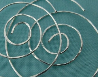 Free Shipping Item. Medium Hoop Earrings. TWISTER. Swirls. hammered Surface. 20 gauge silver filled wire