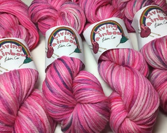 PINK! - hand dyed yarn - 185 yards - hand painted merino yarn - 4 ply worsted weight yarn - pink worsted yarn - knitting supplies