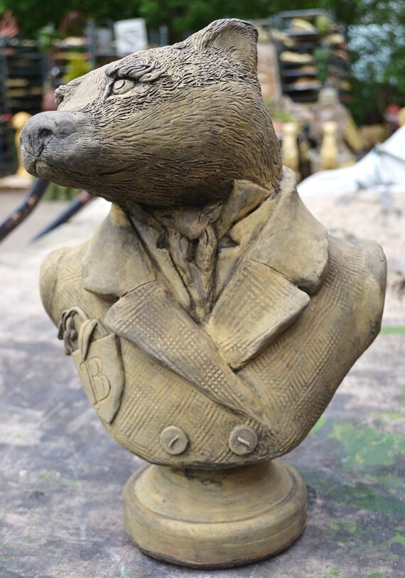 Badger Garden Ornament Bust frost proof stone statue original