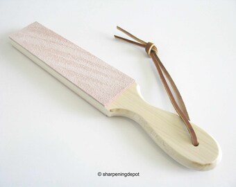 Leather Strop With Handle Lanyard Handcrafted In The USA 13" x 2" Sharpening