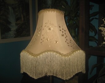 Vintage 1970s Fringed Retro Cream/Off White Beautiful Lampshade