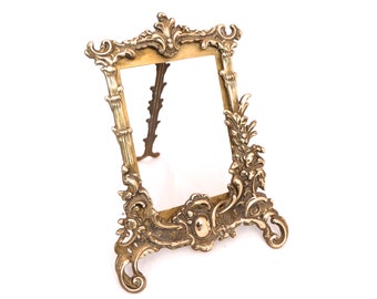 Vintage Brass Photo Frame, Art Nouveau Frame, Baroque Gold Photo Frame, Ornate Antique Brass Picture Frame, Free Standing Frame, Gold Frame