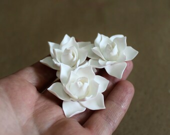 White Magnolia - Flower Hair Clips. Flower Accessories - Magnolia Wedding Hair Accessories, Wedding Hair Flower Hair - set