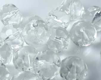 Clear Faceted Glass Rondelles