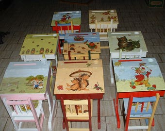 BUREAU PUPITRE BOIS écolier comme autrefois -création artisanale-