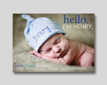 Hello I'm... Birth Announcement with Photo - Printable
