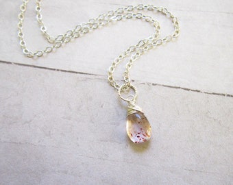 L - Lepidocrocite Quartz Jewelry - Sterling Silver Pendant - 14k Gold Pendant - Lepidolite Pendant - Hematite Jewelry - Gemstone Jewelry