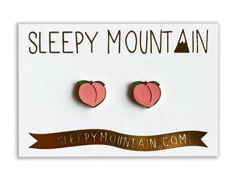 Peach Emoji Earrings - Peach Booty Studs