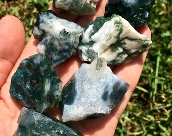 Raw Moss Agate Stone - Raw Stones - Raw Moss Agate Crystal - healing crystals and stones - moss agate stone - moss agate - grounding stones