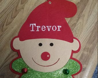 Personalized lg Elf Doorknob Hanger