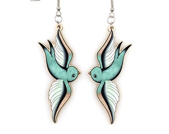 Morning Dew Swallows - Dangle Earrings