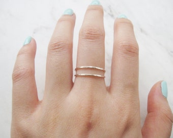 Thin sterling silver rings, set of 2 //silver stacking ring, hammered ring, thin silver ring, hammered sterling silver ring, stackable ring