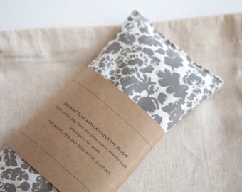 Flax Eye Pillow - Gray floral Eyepillow - Eye Pillow - Spa favor - Sleep Aid - Mothers day gift - Organic flax pillow, Gift for Grandmother