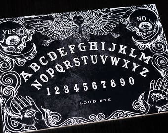 Wooden Black Ouija Board game & Planchette with detailed Instruction.
