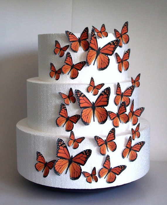 Edible Butterfly Cake Decorations Orange Monarch Edible