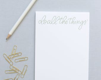 Do All The Things Notepad, Notepad with Hand lettered Calligraphy, Fun Notepad, Office Supplies, Gifts