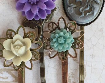 Bobby Pins, Hair Pins, Hair Clips, Hair Barrettes, Flower Hair Clips, Rose Bobby Pin