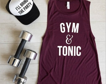 Workout Tank Top, Gym And Tonic, Fitness Muscle Shirt, Funny Crossfit Shirt, Workout Clothes, Gym Tank, Exercise Shirt, Gym & Tonic