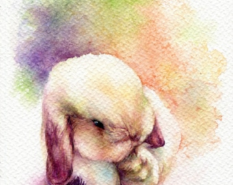 PRINT – Little Rabbit Watercolor painting 7.5 x 11”