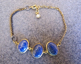 Lapis Lazuli Gold Plated Sterling Silver Bracelet