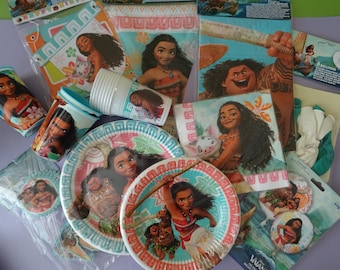 VAIANA MOANA Party supplies Birthday Dekoration Cups Plates Napkins Tablecover Banner Balloons Loot Bags Straw