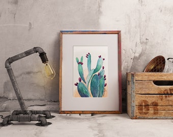 Prickly Pear Cactus ~ watercolor print