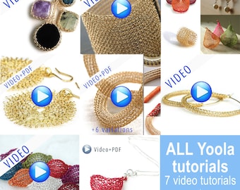 Jumbo Yoola Crochet jewelry making tutorials ,online video tutorials PDF patterns step by step jewelry instructions