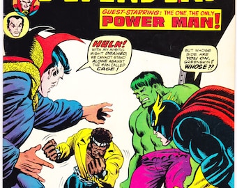 Defenders 17 comic, Luke Cage, Doctor Strange, the Incredible Hulk, Sub-Mariner book, Namor, 1st Wrecking Crew. 1974 Marvel Comics VF (8.0)