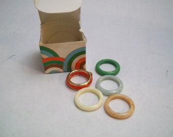 Vintage 1977 AVON Color Go Round Convertible Ring Set size Medium