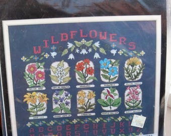 Janlynn Wildflower Sampler/ Counted Cross Stitch Kit/ 50-545/ Made in USA/ MIP