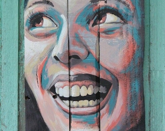 Painting on wood "Bonheur"