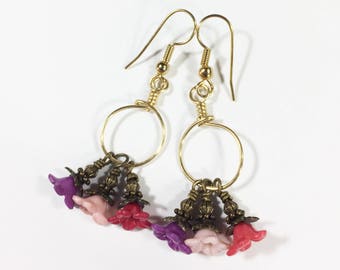 Boho Hippie Earrings, Bohemian Flower Earrings, Free Spirit Earrings, Free Domestic Shipping