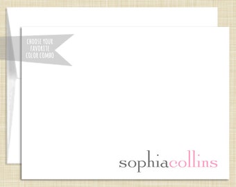 Personalized Stationery - Personalized Stationary - Note Cards - set of 10 folded notecards - PREPPY NAME