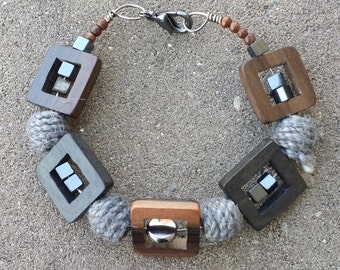 Wood & Wool Bracelet