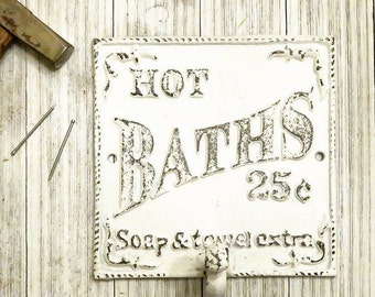 Bathroom Wall Decor, Bathroom Decor, Towel Hooks, Towel Holder, Kitchen Decor, Kitchen Signs, Kitchen Art, Bath Towel Holder, Shabby Chic